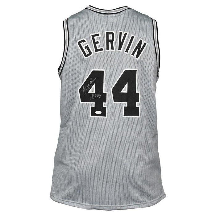 George Gervin Signed HOF 96 Inscription San Antonio Pro Grey Basketball Jersey (JSA) - RSA