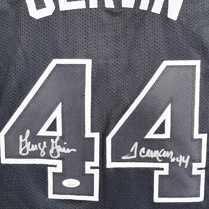 George Gervin Signed Iceman Inscription San Antonio Black Decal Basketball Jersey (JSA) - RSA