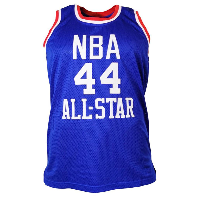 George Gervin Signed Iceman Inscription NBA All-Star Blue Basketball Jersey (JSA) - RSA