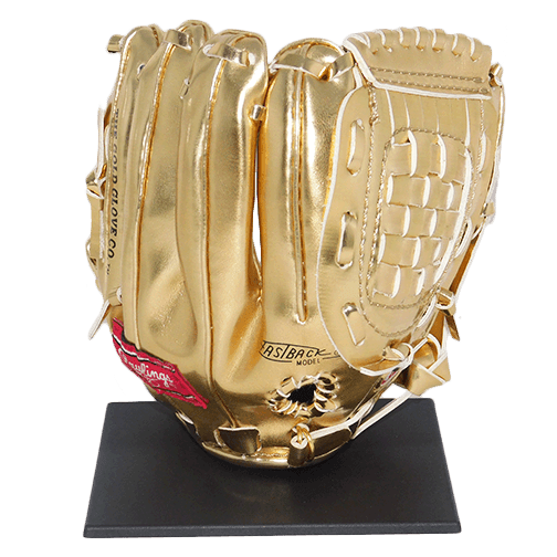 Jim Edmonds Autographed Mini Gold Rawlings Baseball Glove (JSA)