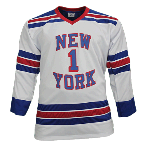 Eddie Giacomin Autographed Pro Style New York Hockey Jersey White (JSA) HOF Inscription Included - RSA