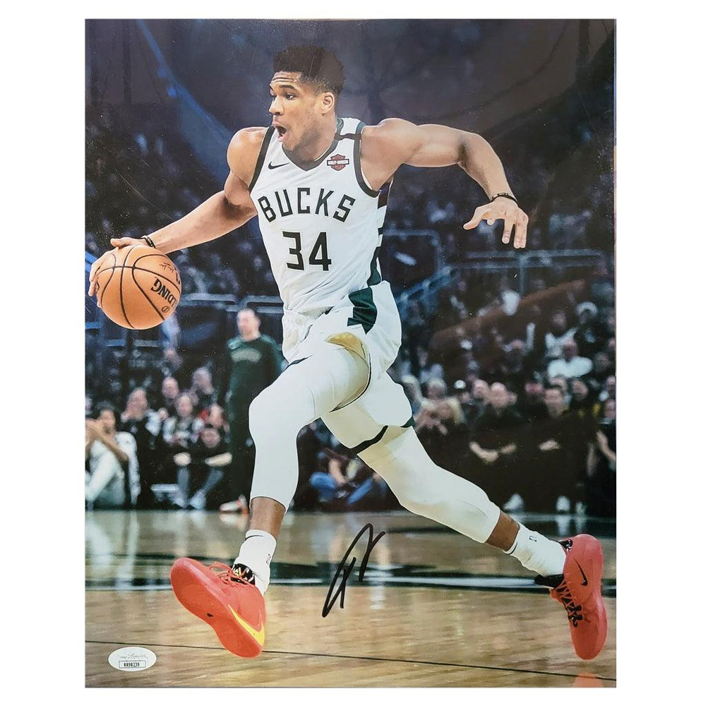 Giannis Antetokounmpo Autographed 11 x 14 Bucks Basketball Photo (JSA) - RSA