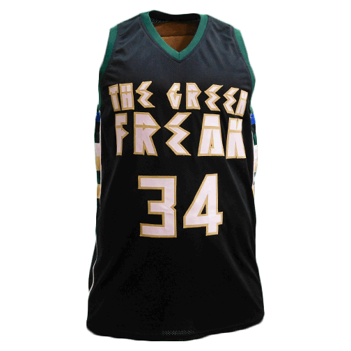 Giannis Antetokounmpo Autographed Pro Basketball Black Jersey "The Greek Freak"(JSA) - RSA