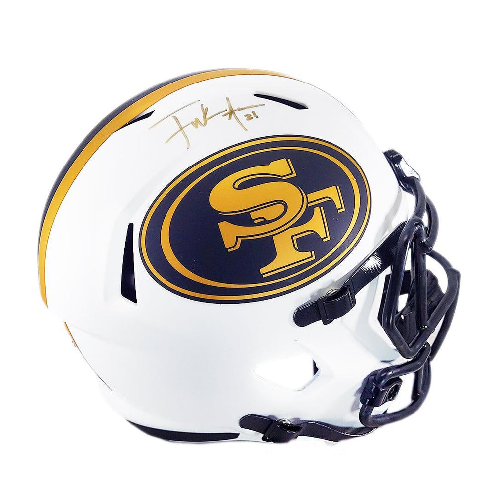 Frank Gore Signed San Francisco 49ers Lunar Eclipse Speed Full-Size Replica Football Helmet Gold Ink (JSA) - RSA
