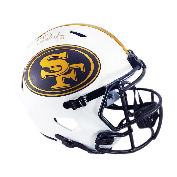 Frank Gore Signed San Francisco 49ers Lunar Eclipse Speed Full-Size Replica Football Helmet Gold Ink (JSA) - RSA