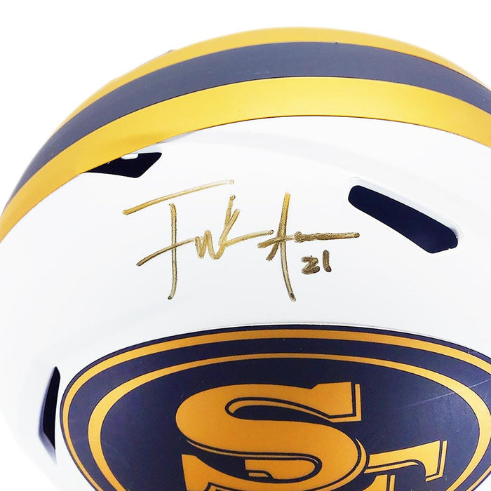 Frank Gore Signed San Francisco 49ers Lunar Eclipse Speed Full-Size Replica Football Helmet Gold Ink (JSA) - RSA
