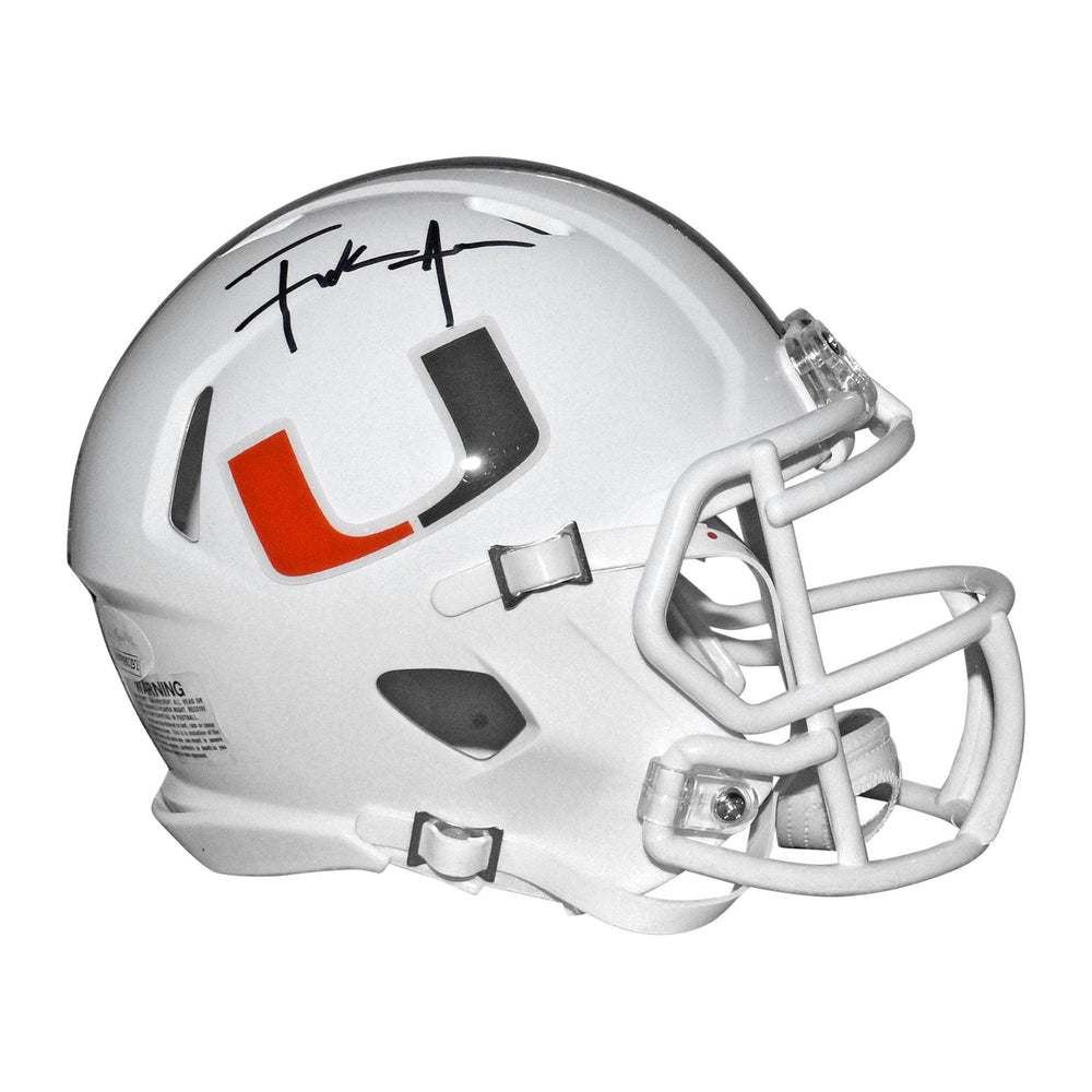 Frank Gore Signed Miami Hurricanes Speed Mini Replica White Football Helmet (JSA) - RSA