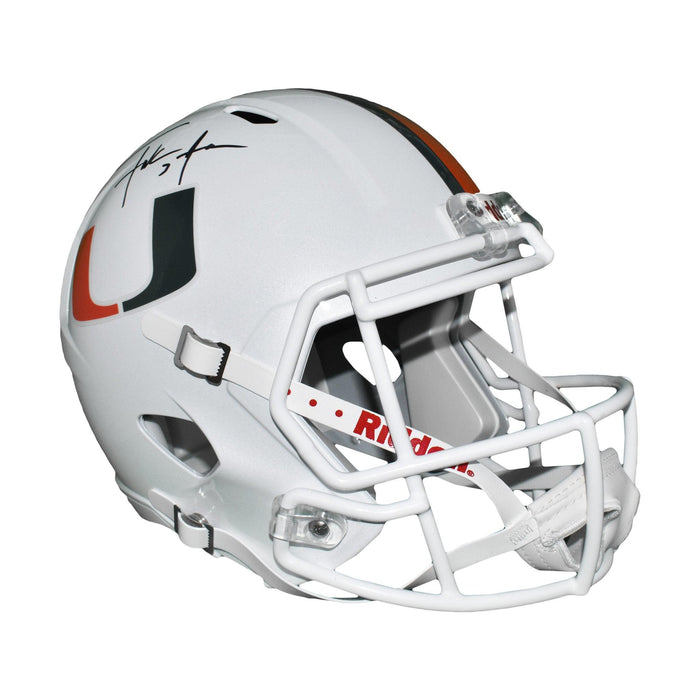 Frank Gore Signed Miami Hurricanes White Full-Size Speed Football Helmet (JSA) - RSA