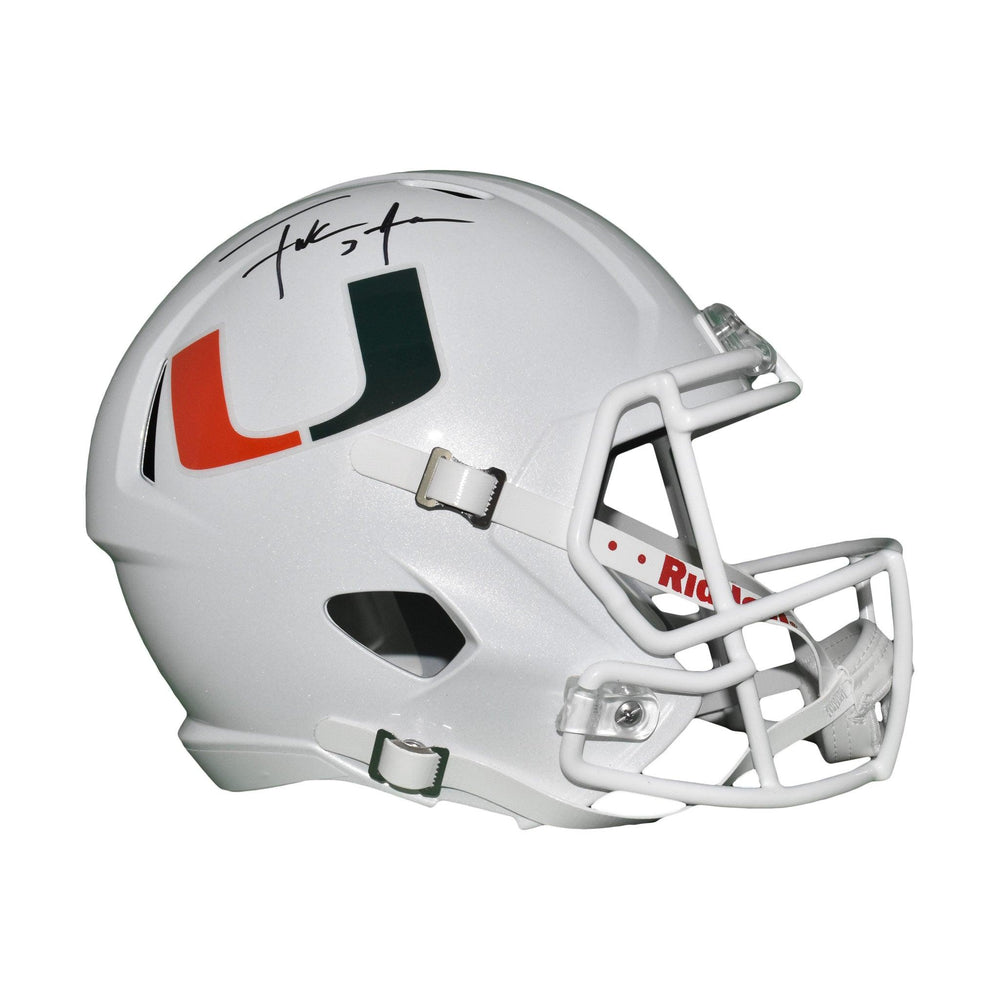 Frank Gore Signed Miami Hurricanes White Full-Size Speed Football Helmet (JSA) - RSA