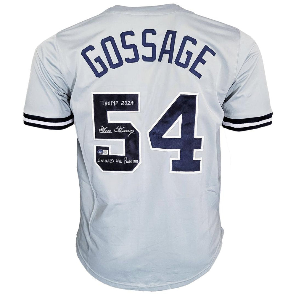 Goose Gossage Signed Two Inscription New York Grey Baseball Jersey (Beckett) - RSA