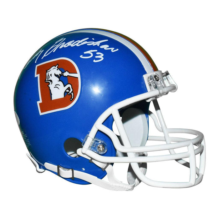 Randy Gradishar Signed Denver Broncos Mini Replica Blue 1975-96 Throwback Football Helmet (JSA) - RSA