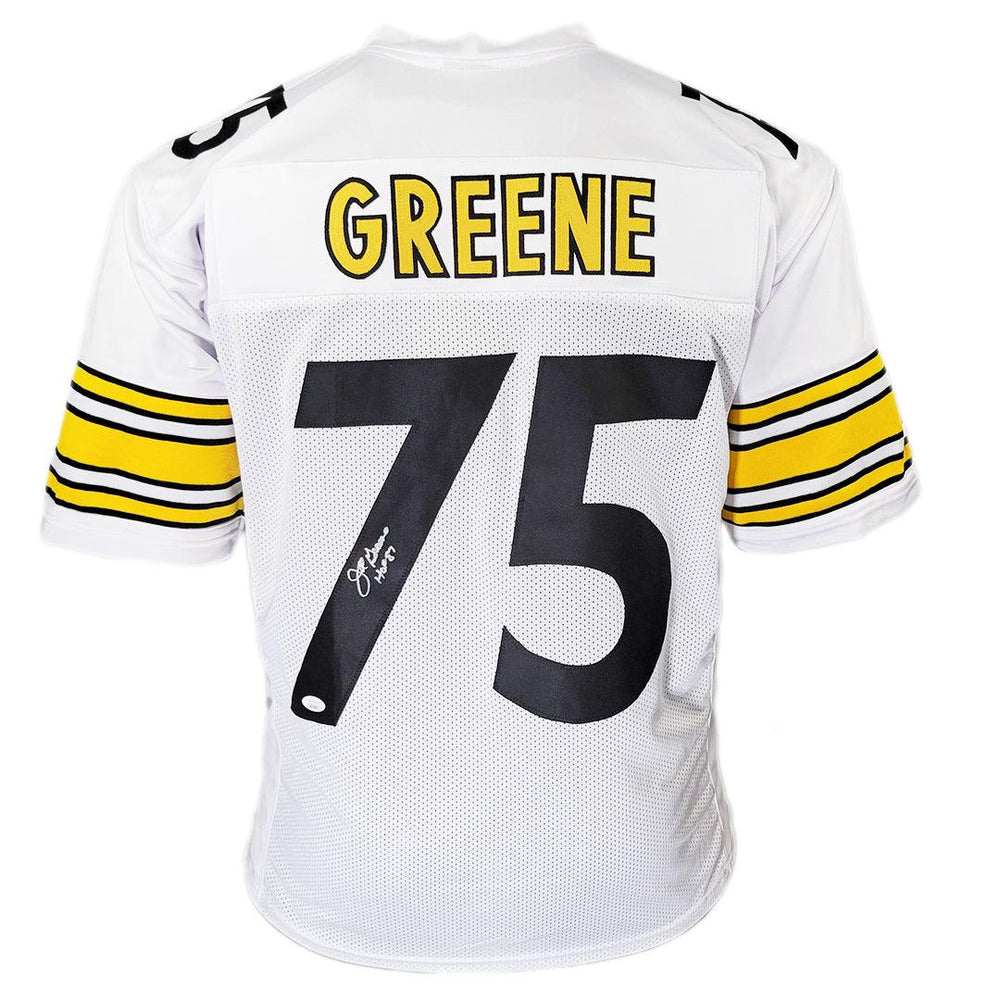 Joe Greene Signed HOF 87 Inscription Pittsburgh White Football Jersey (JSA) - RSA