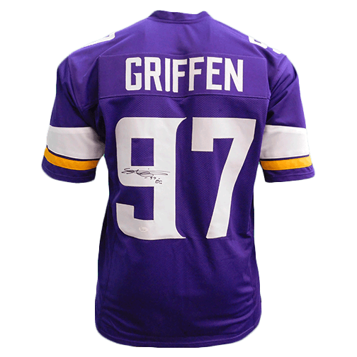 Everson Griffen Autographed Pro Style Football Jersey Purple (JSA) - RSA