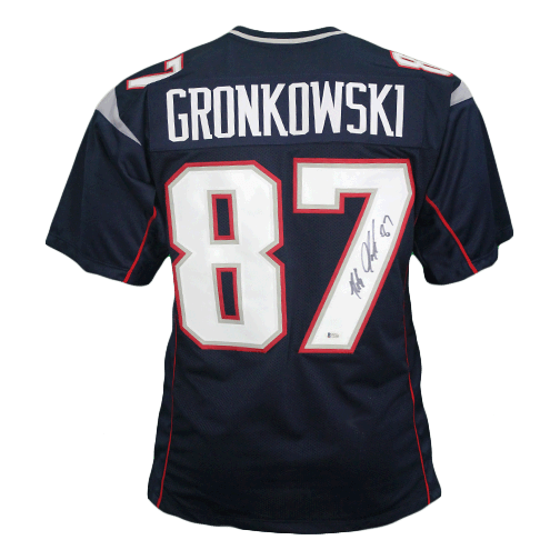 Rob Gronkowski Autographed Pro Style Blue Football Jersey (Beckett) - RSA