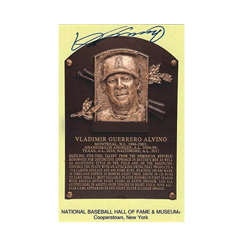 Vladimir Guerrero Autographed Baseball Hall of Fame Plaque Card JSA - RSA
