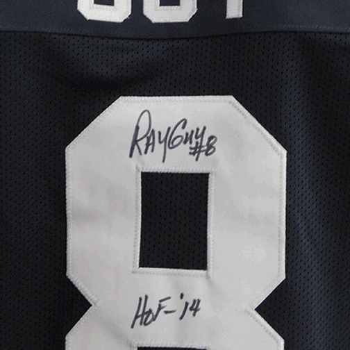 Ray Guy Pro Style Autographed Football Jersey Black (JSA) HOF Inscription Included - RSA