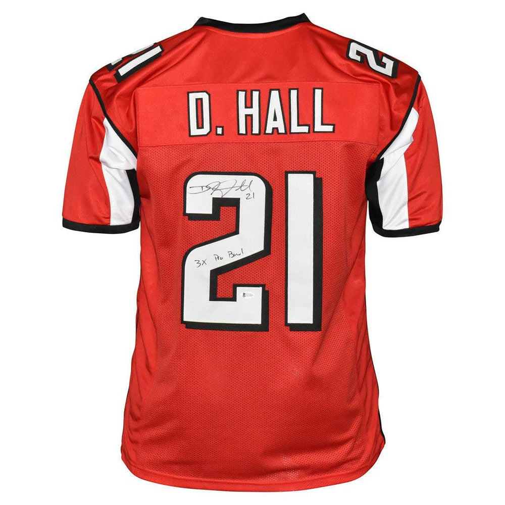 DeAngelo Hall Signed 3x Pro Bowl Inscription Atlanta Pro Red Football Jersey (Beckett) - RSA