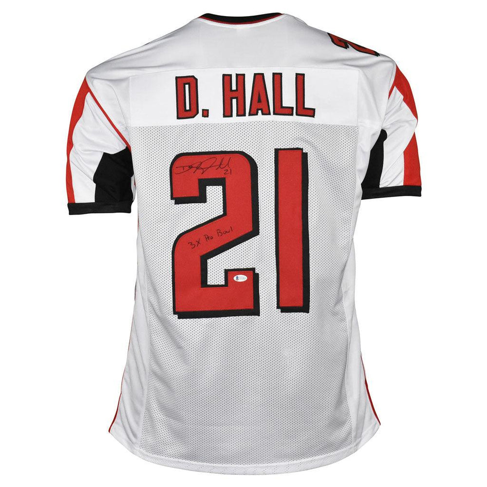 DeAngelo Hall Signed 3x Pro Bowl Inscription Atlanta Pro White Football Jersey (Beckett) - RSA