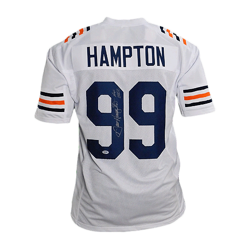 Dan Hampton Autographed w/ HOF '02 Limited Edition 100th Anniversary Football Jersey White (PSA) - RSA
