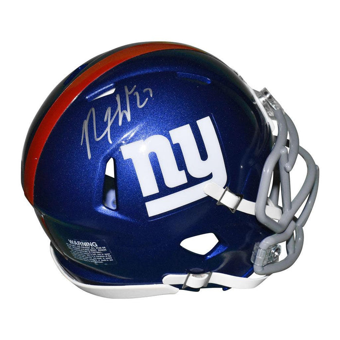 Rodney Hampton Signed New York Giants Speed Mini Replica Blue Football Helmet (JSA) - RSA