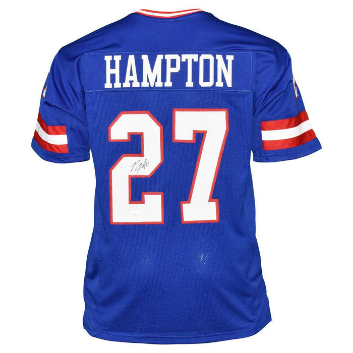 Rodney Hampton Signed New York Blue Football Jersey (JSA) - RSA