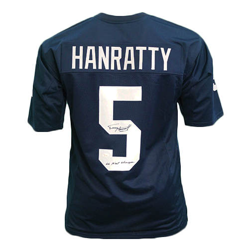 Terry Hanratty Notre Dame Autographed Football Jersey Blue (JSA) 1966 National Champs Inscription Included - RSA