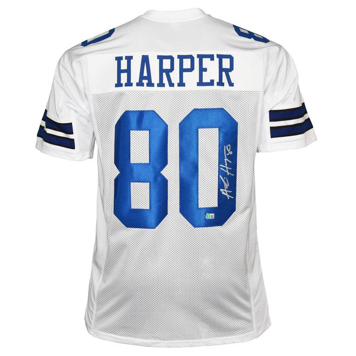 Alvin Harper Signed Dallas White Football Jersey (Beckett) — RSA