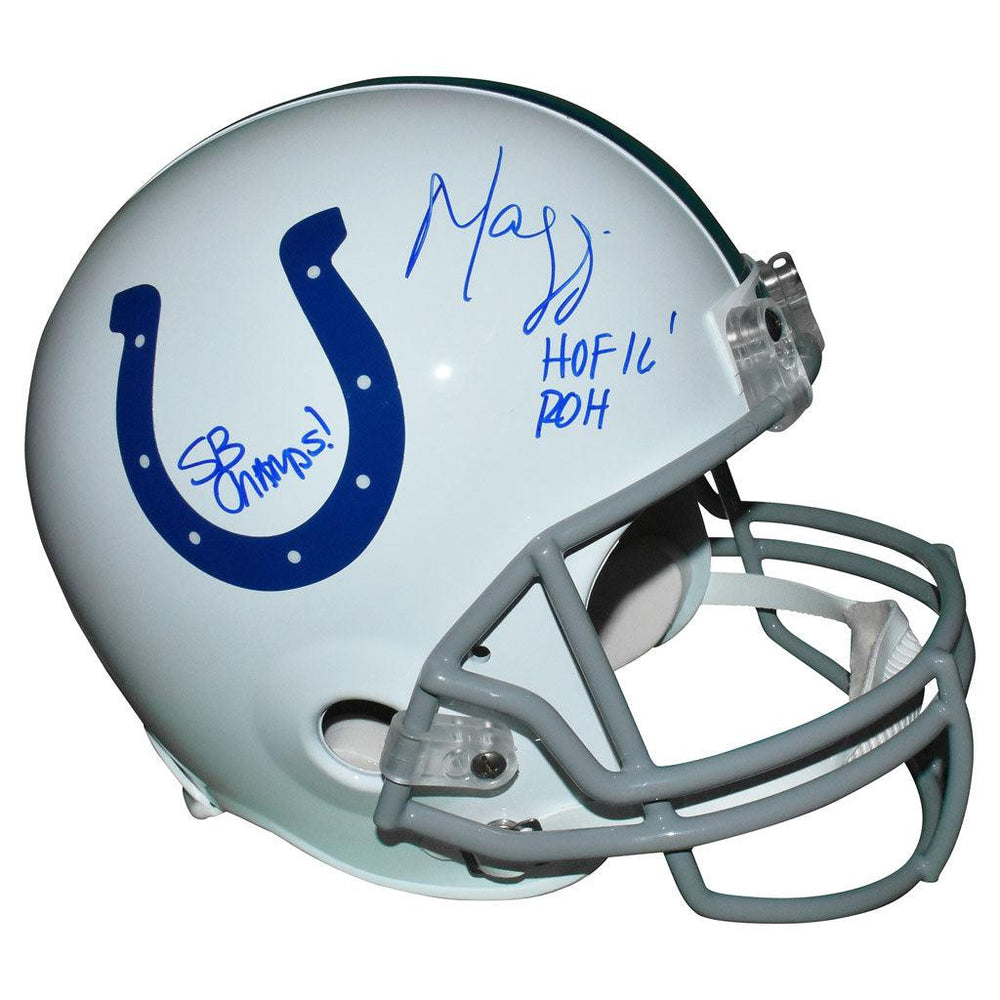 Marvin Harrison Signed 3-Inscription Indianapolis Colts Full-Size Replica White Football Helmet (JSA) - RSA