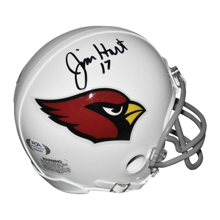 Jim Hart Signed Arizona Cardinals Mini Replica White Football Helmet (JSA) - RSA