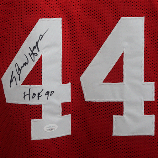 Elvin Hayes Pro Style Autographed Basketball Jersey Red (JSA) "HOF" Inscription Included - RSA