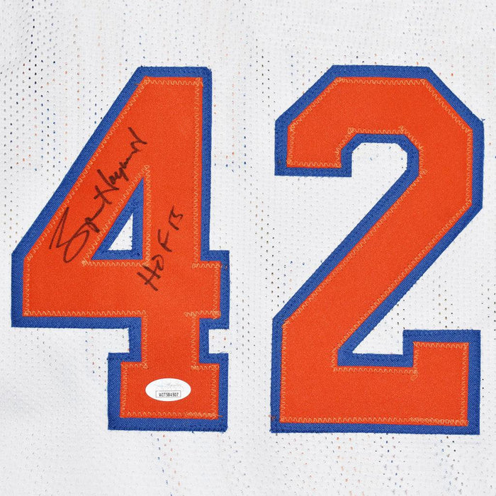 Spencer Haywood Signed with HOF New York White Basketball Jersey (JSA) - RSA