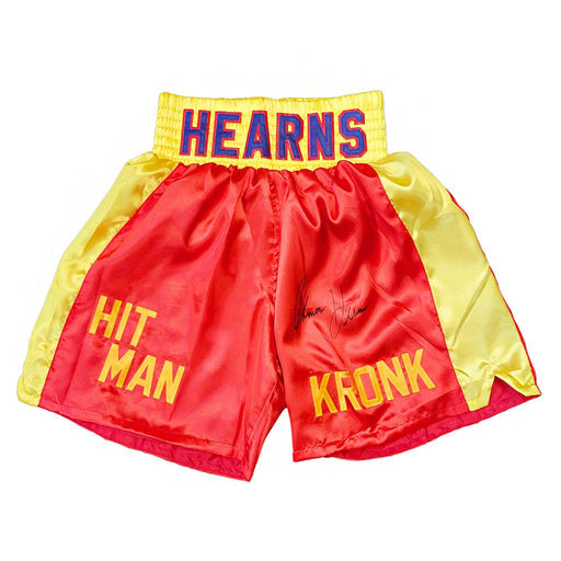 Thomas Hearns Signed Red Boxing Trunks (JSA) - RSA