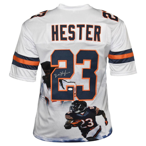 Devin Hester Signed Chicago White Artwork Football Jersey (JSA) - RSA