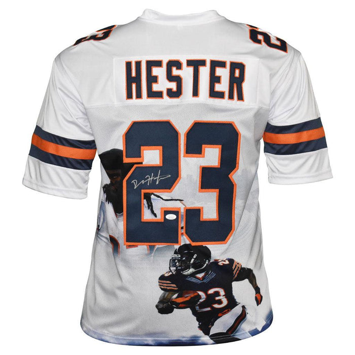 Devin Hester Signed Chicago White Artwork Football Jersey (JSA) - RSA