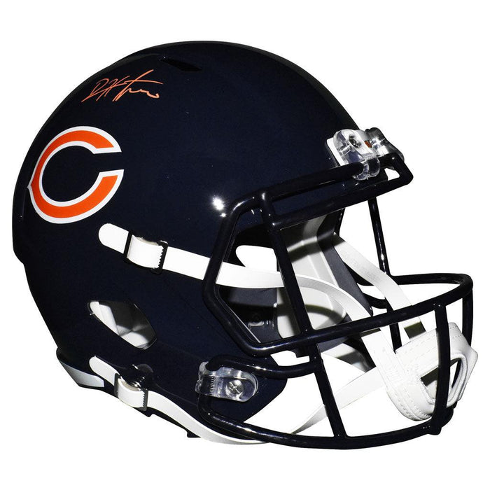 Devin Hester Signed Orange Ink Chicago Bears Speed Full-Size Replica Blue Football Helmet (JSA) - RSA