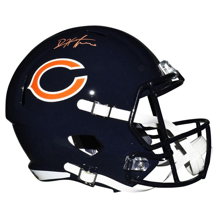 Devin Hester Signed Orange Ink Chicago Bears Speed Full-Size Replica Blue Football Helmet (JSA) - RSA