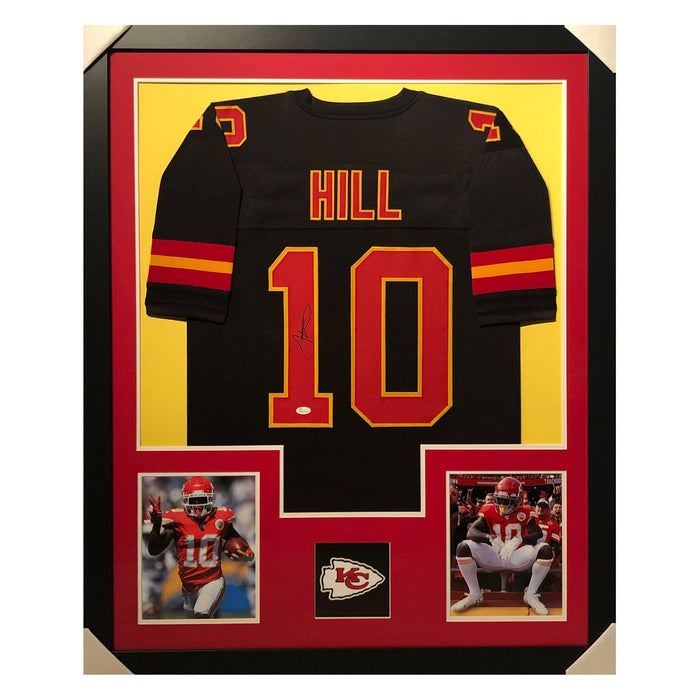 hill chiefs black autographed framed football jersey