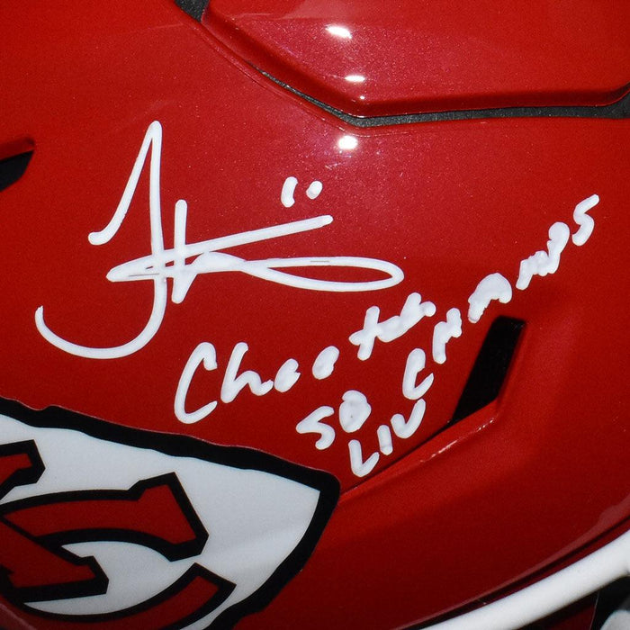 Tyreek Hill Signed Cheetah SB Champs 54 Inscription Kansas City Chiefs SpeedFlex Full-Size Authentic Red Football Helmet (JSA) - RSA