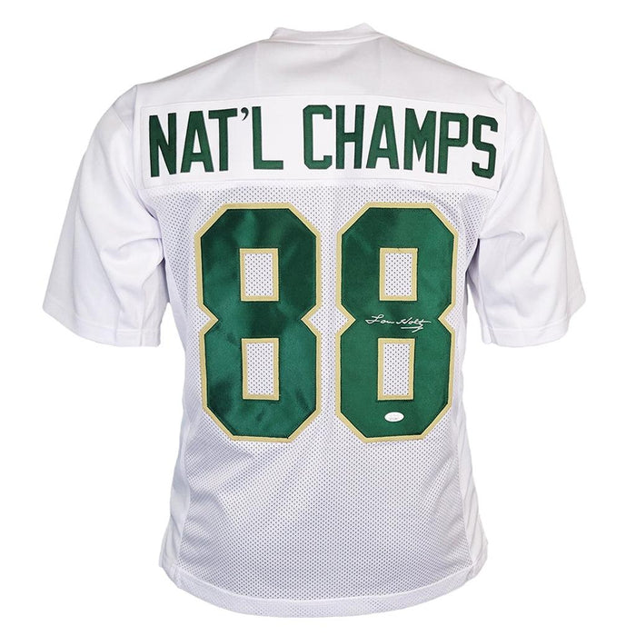Lou Holtz Signed Notre Dame College White Nat'l Champs Football Jersey (JSA) - RSA