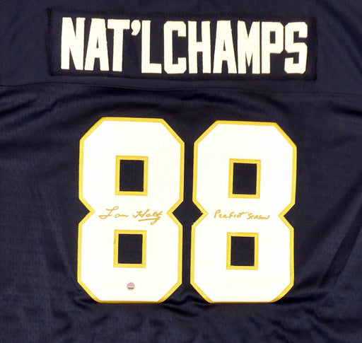 Notre Dame Fighting Irish Lou Holtz Autographed Blue Jersey "Perfect Season" Steiner Holo Stock #177478 - RSA