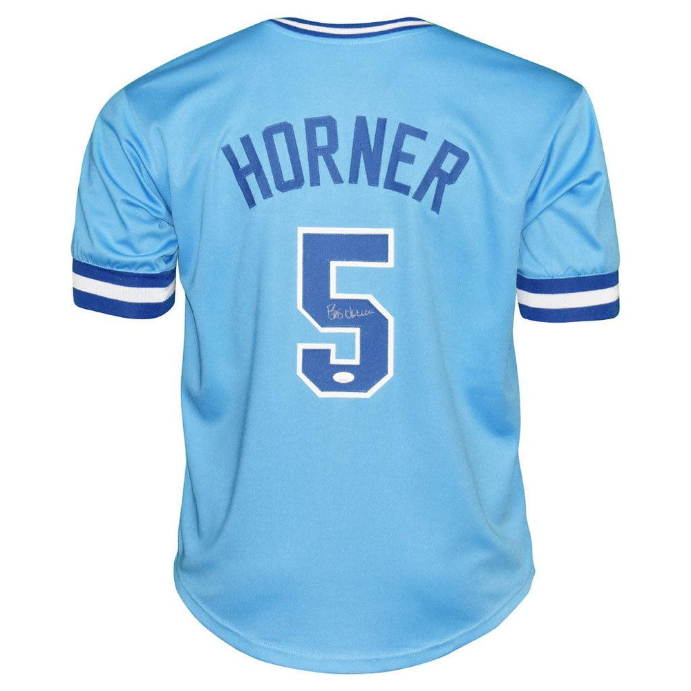 Bob Horner Signed Atlanta Light Blue Throwback Baseball Jersey (JSA)