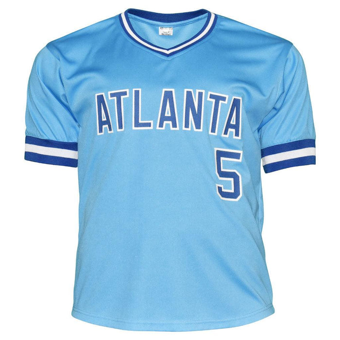 Bob Horner Signed Atlanta Light Blue Throwback Baseball Jersey (JSA) - RSA