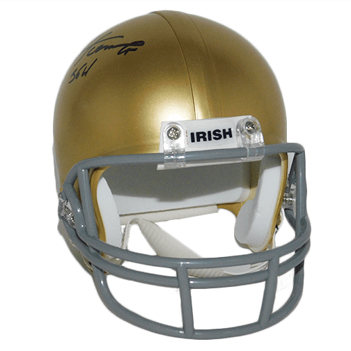 Paul Hornung Notre Dame Autographed Football Mini Gold Helmet (JSA) 56H Inscription included - RSA