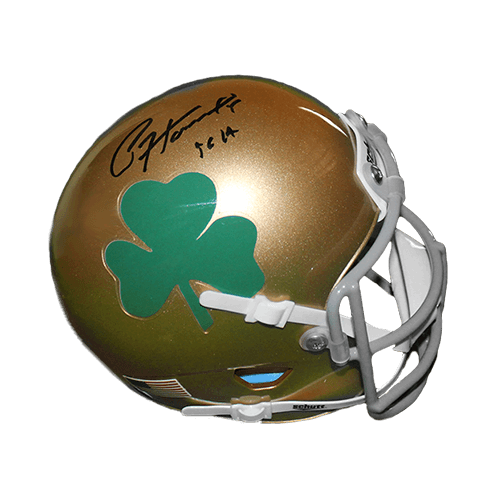 Paul Hornung Notre Dame Shamrock Autographed Football Mini Helmet Gold (JSA) - RSA