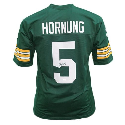 Paul Hornung Autographed Pro Style Football Jersey Green (JSA) - RSA