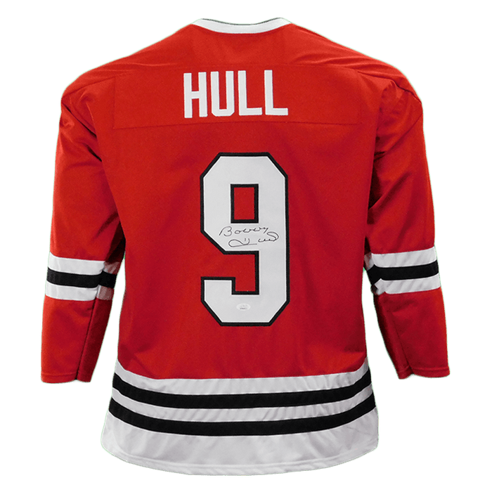 Bobby Hull Signed Chicago Throwback Red Shadow Number Jersey (JSA) - RSA