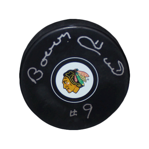 Bobby Hull Autographed Chicago Blackhawks Hockey Puck (Beckett) - RSA