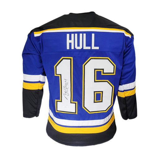 Brett Hull Signed St. Louis Modern Blue Hockey Jersey (Beckett) - RSA