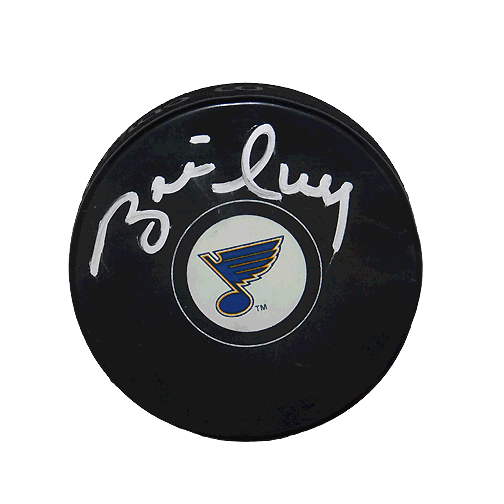 Brett Hull Autographed St. Louis Blues Silver Signature Hockey Puck (JSA) - RSA
