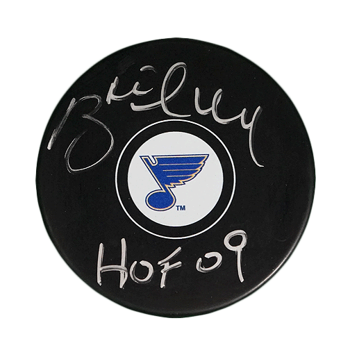 Brett Hull Autographed HOF '09 St. Louis Blues Silver Signature Hockey Puck (RSA) - RSA